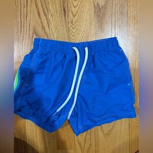 Sundek Royal Blue Swim Trunks with Neon Green Stripe